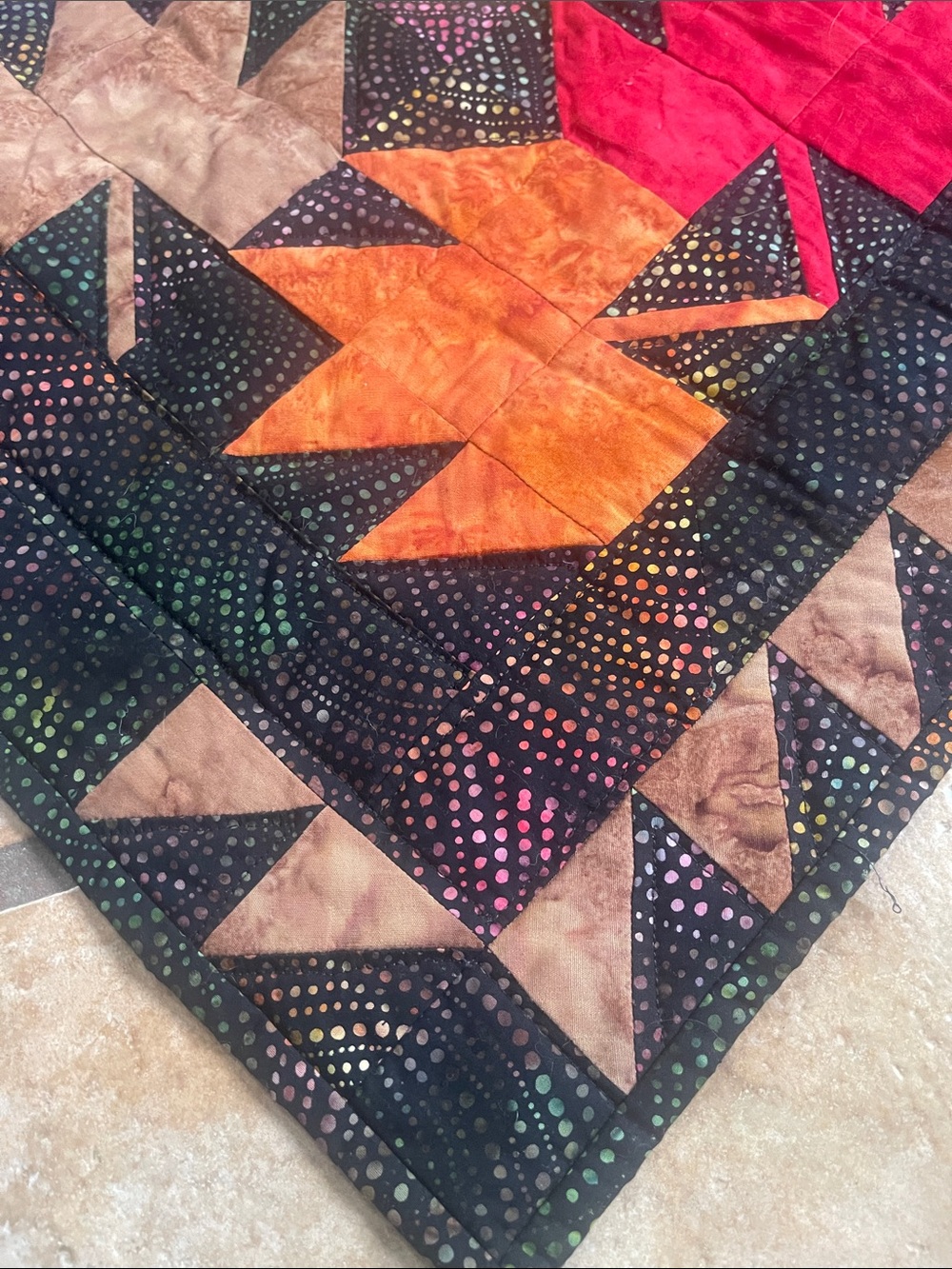Handmade Autumn Leaves Patchwork Throw Blanket - Multicolor - Picture 2 of 6